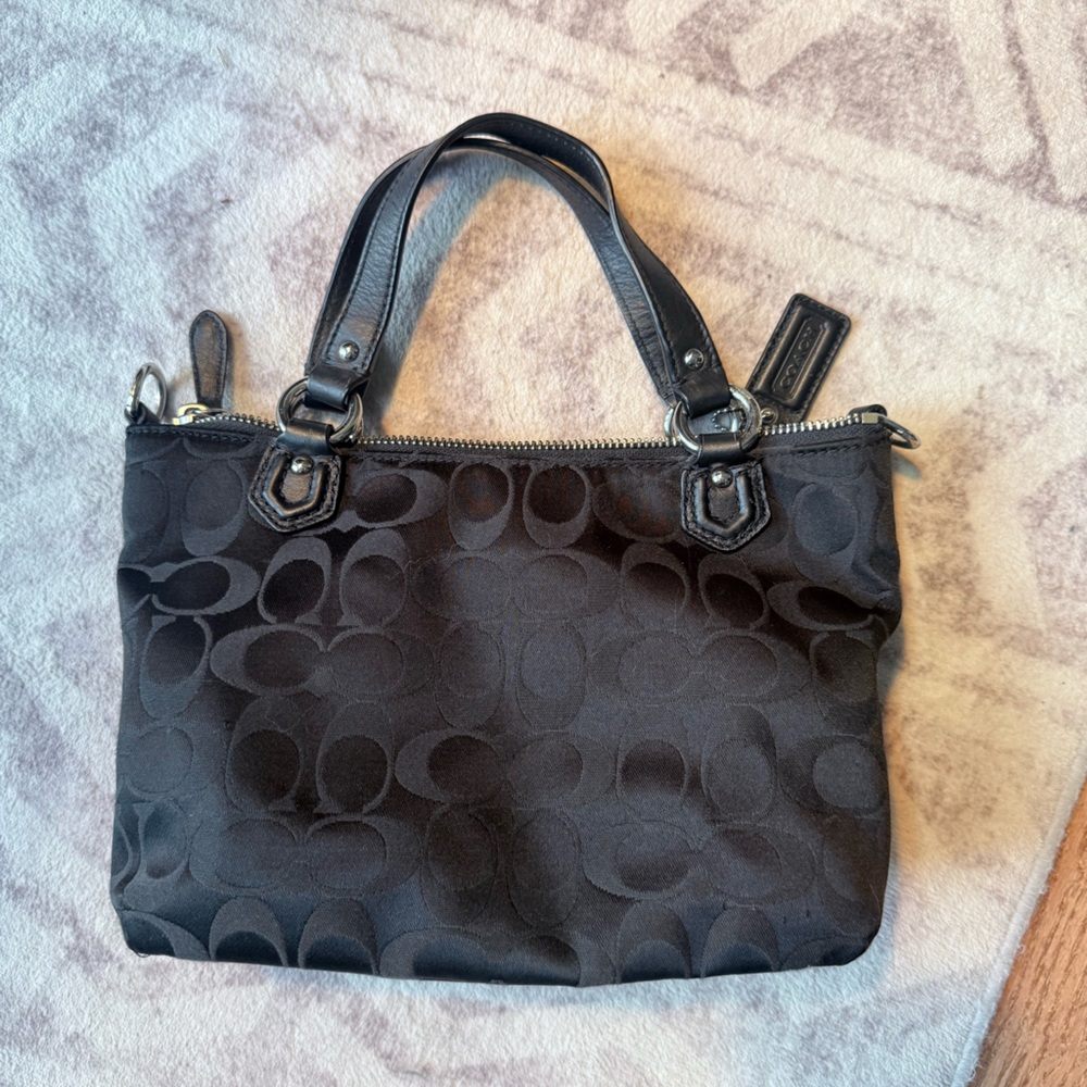 Small Coach Black Satchel with Signature Design - Picture 3 of 6